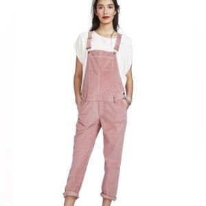Hatch pink rose corduroy maternity overalls